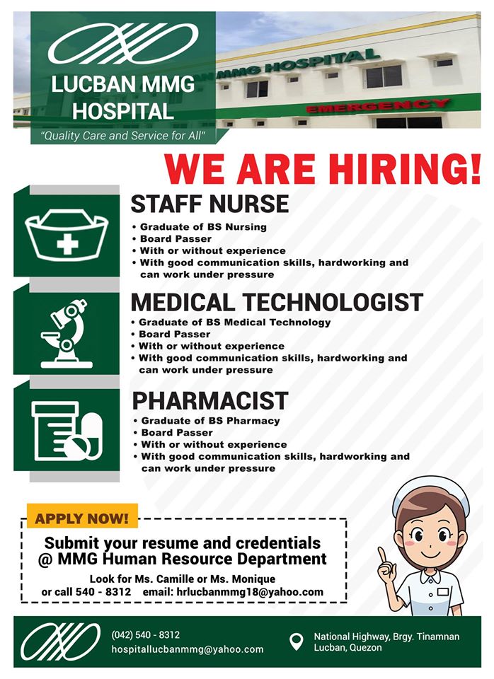 MMG Lucban is now hiring!